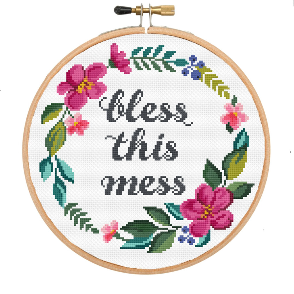 Cross Stitch Pattern Bless This Mess Quote Cross Stitch Etsy - Bless This Mess Cross Stitch Pattern