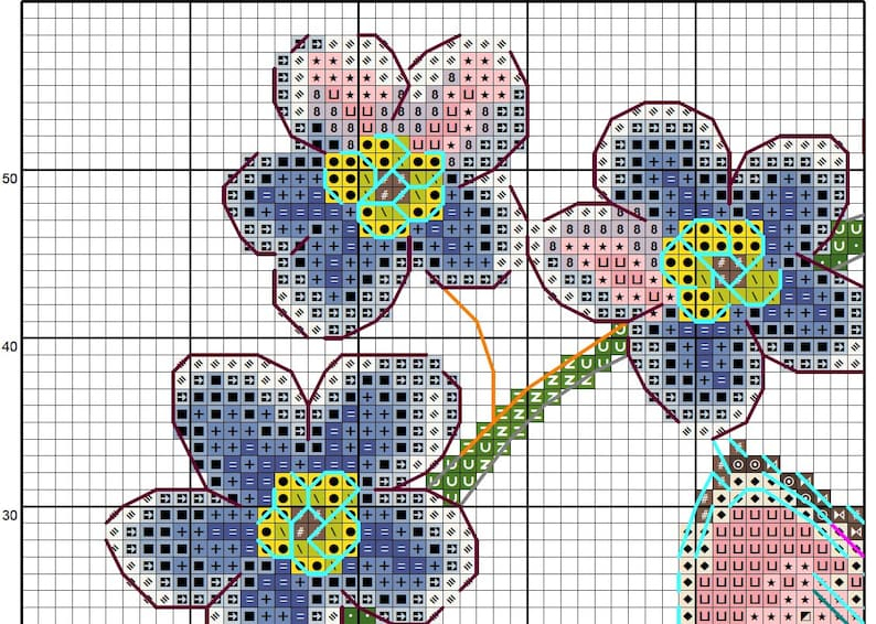 Cross Stitch Pattern Forget me not Pdf File Etsy - Forget Me Not Cross Stitch Pattern Free