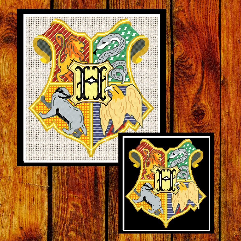 Cross Stitch Pattern Harry Potter Cross Stitch Hogwarts Crest Cross  - Harry Potter Crest Cross Stitch Pattern