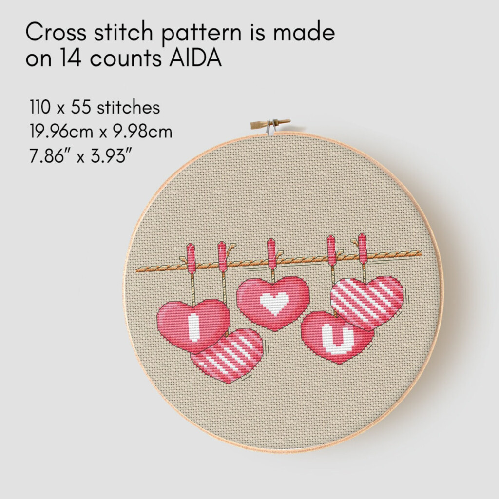Cross Stitch Pattern I LOVE YOU Valentine Garland Etsy - I Love You Cross Stitch Pattern