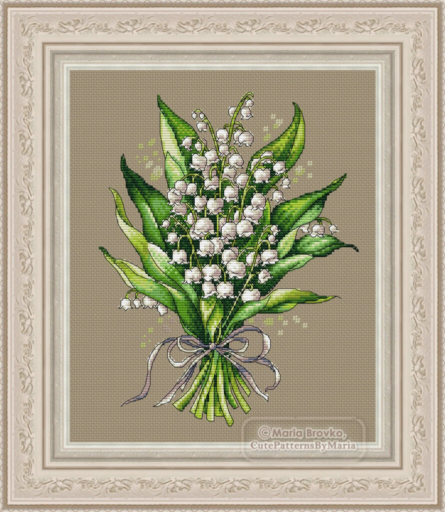 Cross Stitch Pattern Lily Of The Valley Bouquet DMC Chart Printable PDF  - Lily Of The Valley Cross Stitch Pattern