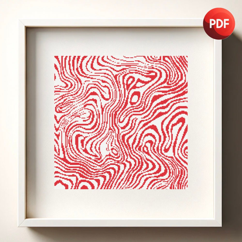 Cross Stitch Pattern PDF Abstract Monochrome Single Color Instant  - Single Colour Cross Stitch Patterns