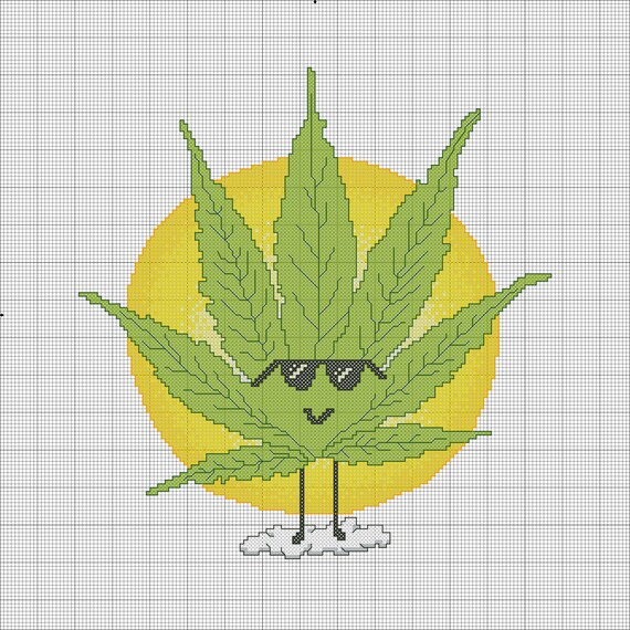 Cross Stitch Pattern PDF Download Weed Marijuana Leaf Cloud Etsy - Weed Cross Stitch Patterns Free