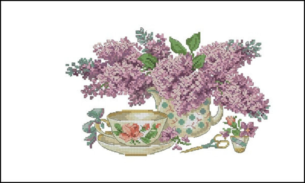 Cross Stitch Pattern PDF Lilac Flowers Instant Download Etsy - Free Lilac Cross Stitch Pattern