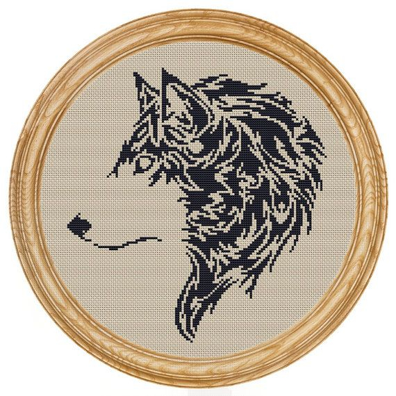 Cross Stitch Pattern PDF wolf silhouette by HappyStitches4You 5 00  - Wolf Silhouette Cross Stitch Pattern