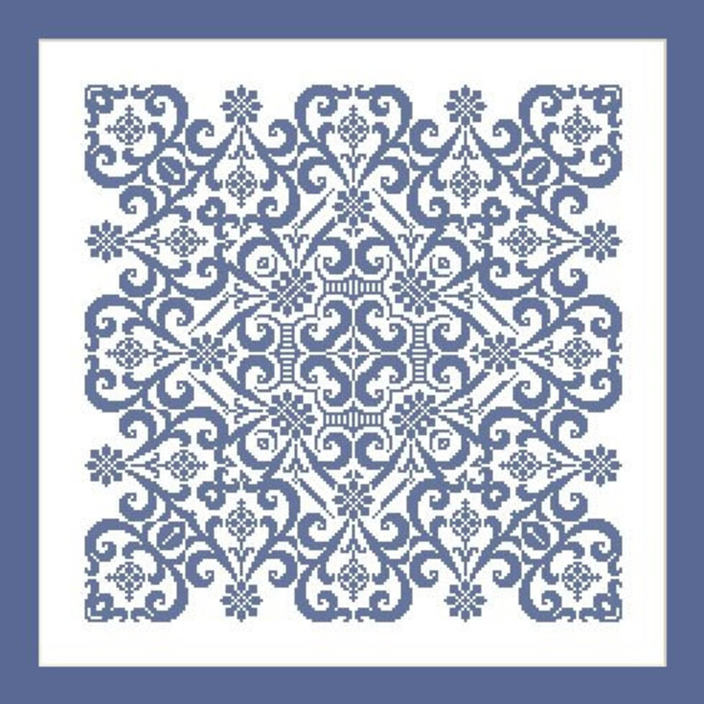 Cross Stitch Pattern single Color Geometric Symmetrical Square Etsy - Single Colour Cross Stitch Patterns