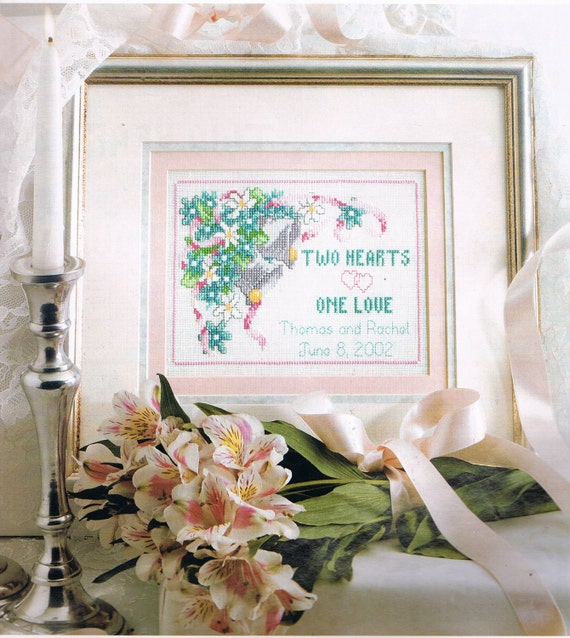 CROSS STITCH PATTERN Two Hearts One Love Wedding Sampler - Two Hearts One Love Cross Stitch Pattern