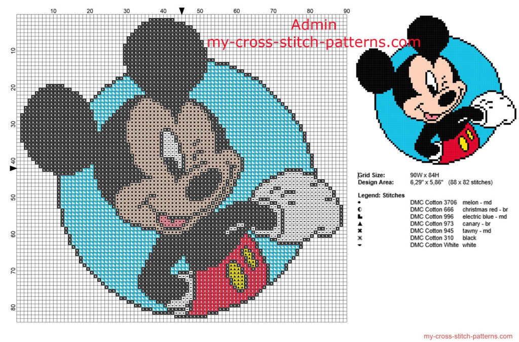 Cross Stitch Patterns Mickey Mouse - Mickey Mouse Cross Stitch Pattern Free