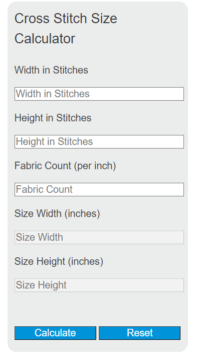 Cross Stitch Size Calculator Calculator Academy - Cross Stitch Pattern Size Calculator