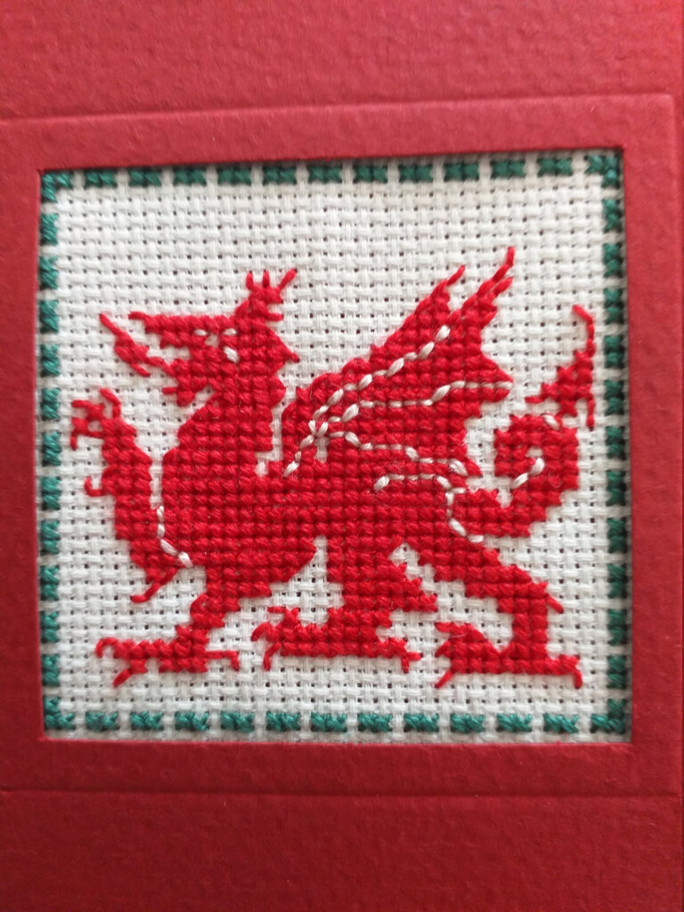 Cross Stitch Welsh Dragon Greetings Card Etsy - Welsh Dragon Cross Stitch Pattern