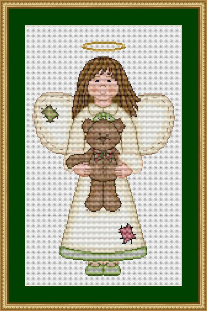 Cross Stitch Works Angel With Teddy Bear 7161217 Free Cross Stitch Pattern - Angel Cross Stitch Patterns Free