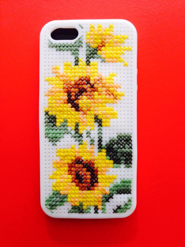 Cross Stitched embroidered IPhone Case By Louisa Hammond Cross Stitch  - Cross Stitch Phone Case Pattern