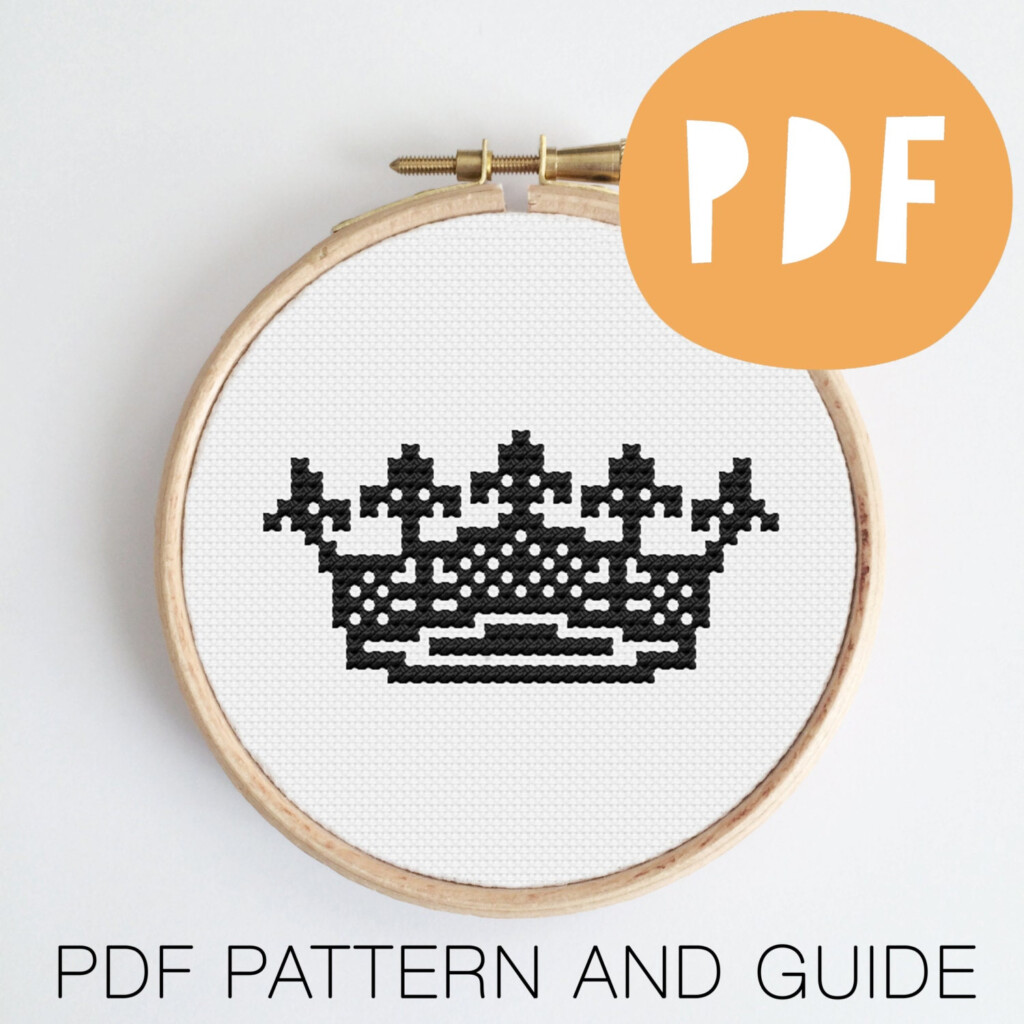 Crown PDF Cross Stitch Pattern Modern Design Instant - Crown Cross Stitch Patterns Free
