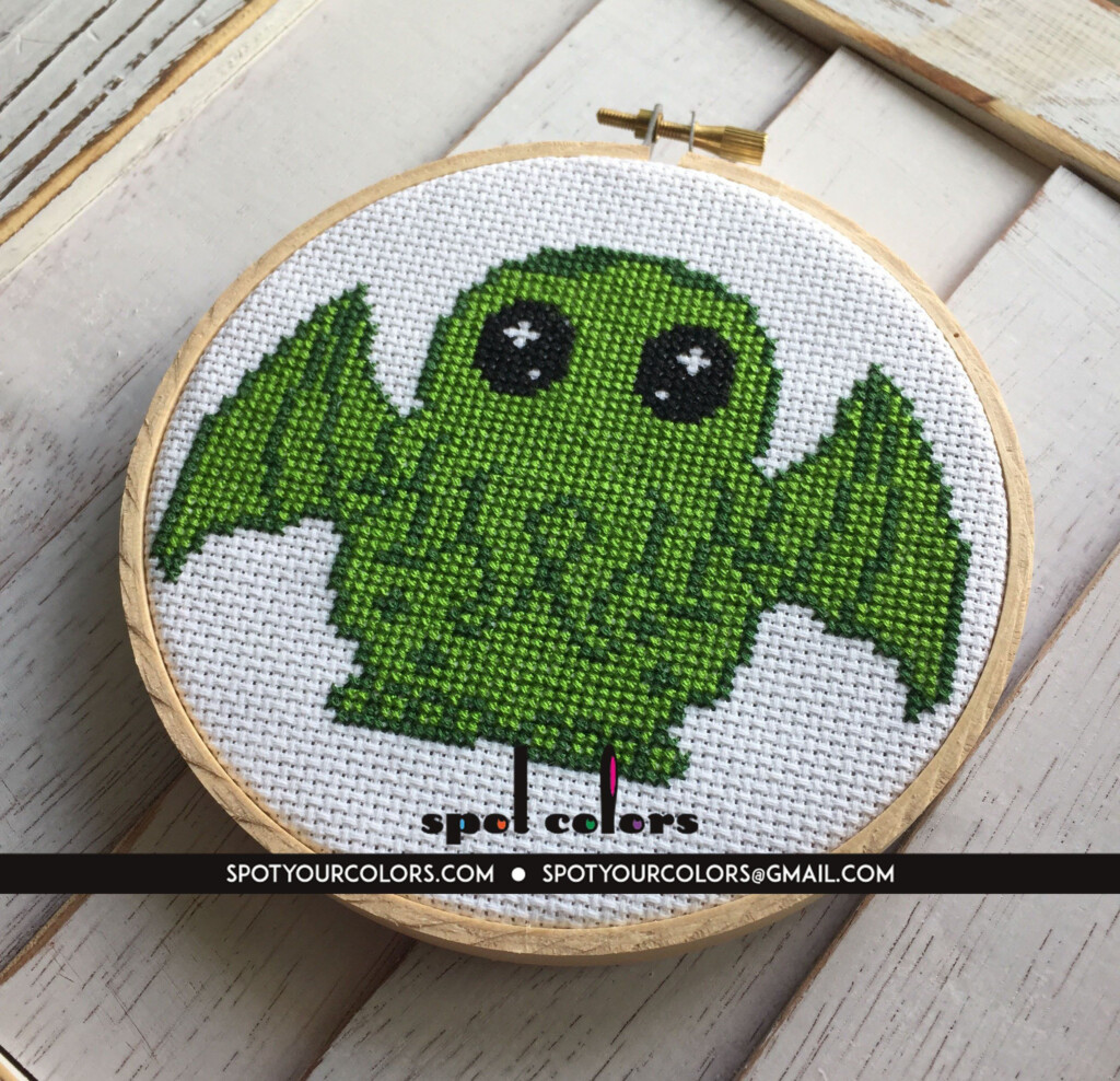 Cryptids Collection This DIY Counted Cross Stitch Kit Features Brightly  - Cthulhu Cross Stitch Pattern Free