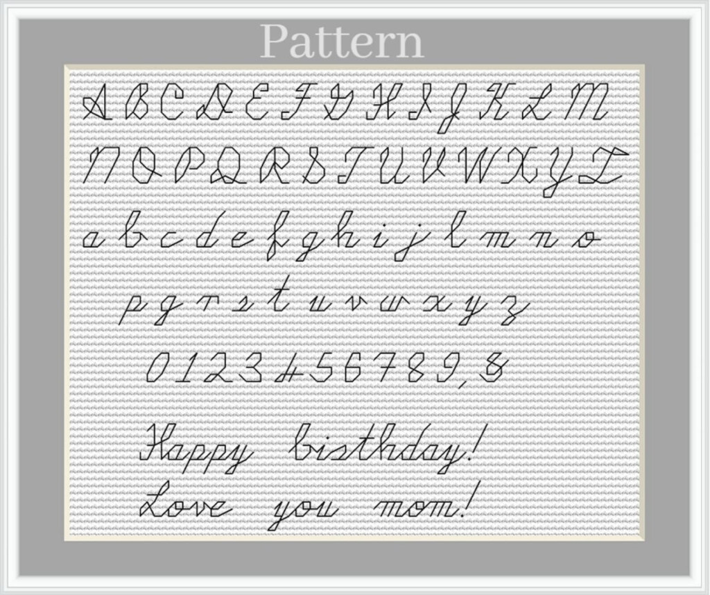 Cursive Alphabet Cross Stitch Pattern Backstitch Alphabet Etsy - Cursive Cross Stitch Letter Patterns