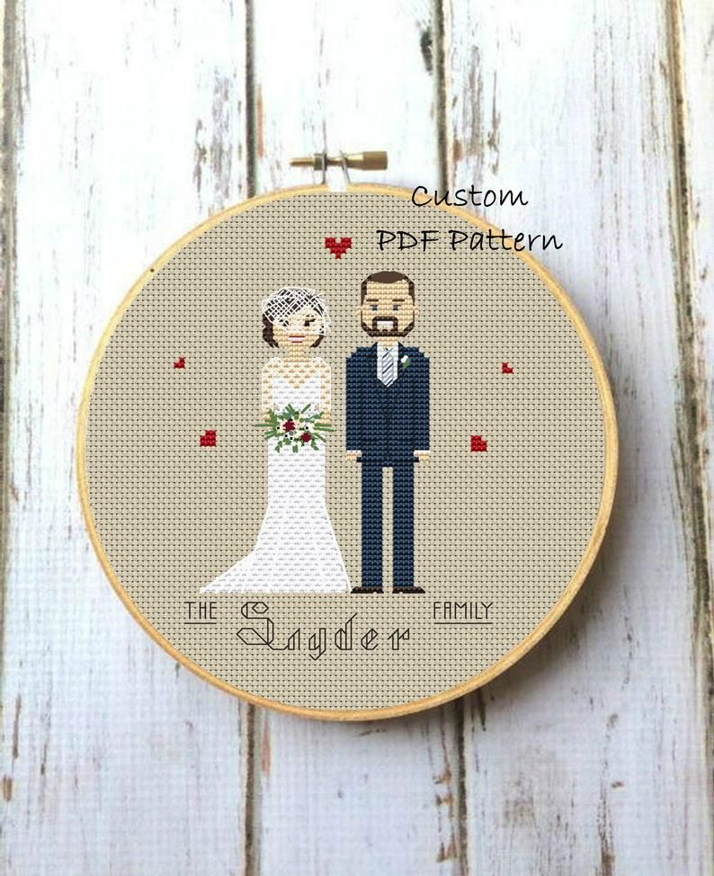 Custom Cross Stitch Wedding PDF Pattern Wedding Gift Custom Etsy  - Vintage Wedding Cross Stitch Patterns