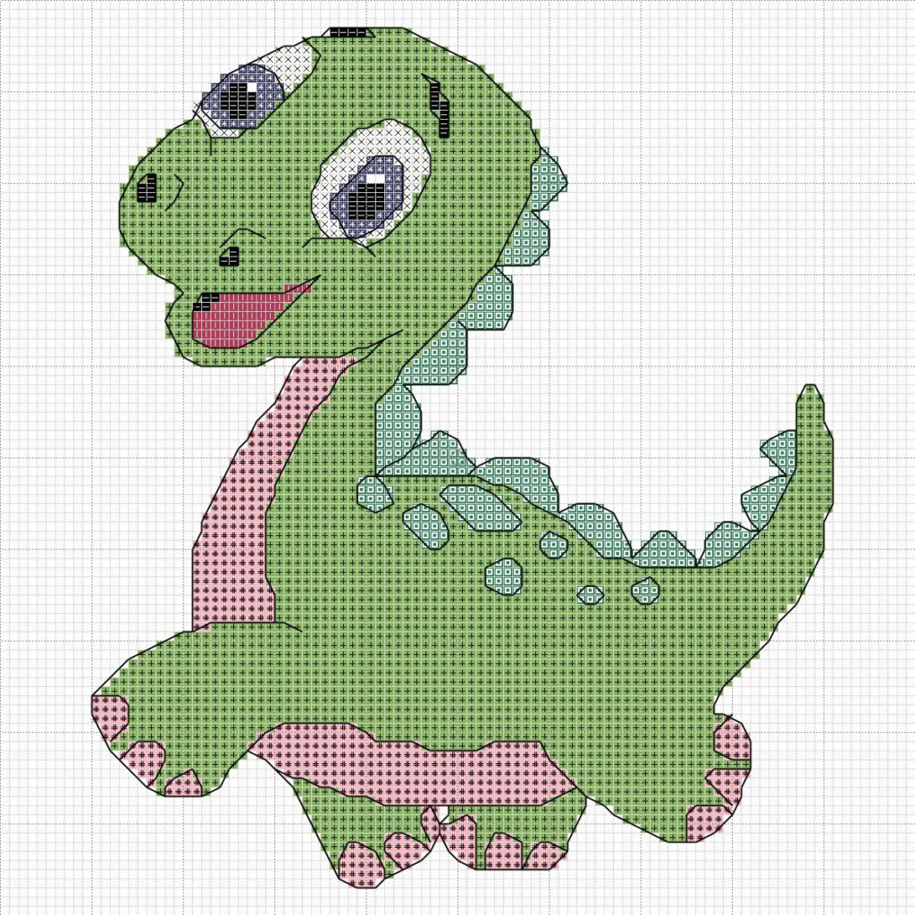 Cute Baby Dinosaur Sauropod Cross Stitch Pattern PDF Etsy UK - Free Dinosaur Cross Stitch Pattern