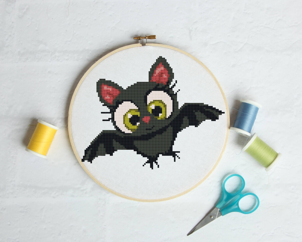 Cute Bat Cross Stitch Pattern PDF Cross Stitch Easy Simple Etsy - Bat Cross Stitch Pattern Free