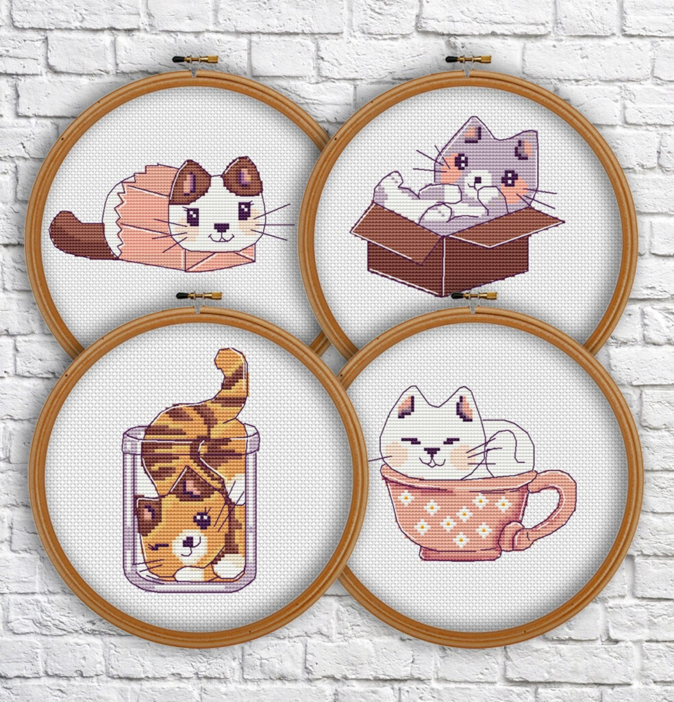 Cute CAT Cross Stitch Pattern Animal Modern Cross Stitch Etsy - Free Cross Stitch Patterns Of Cats