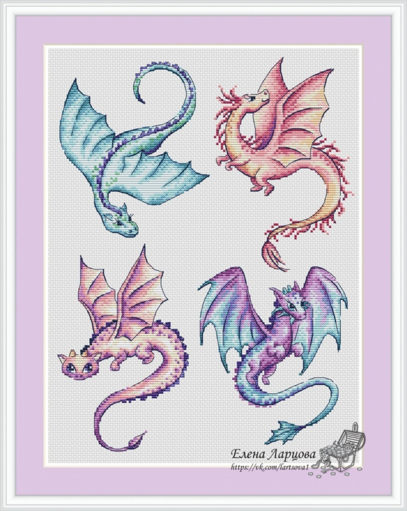 Cute Dragons Cross Stitch Pattern Code EL 262 Elena Lartsova Buy  - Cross Stitch Patterns Buy Online