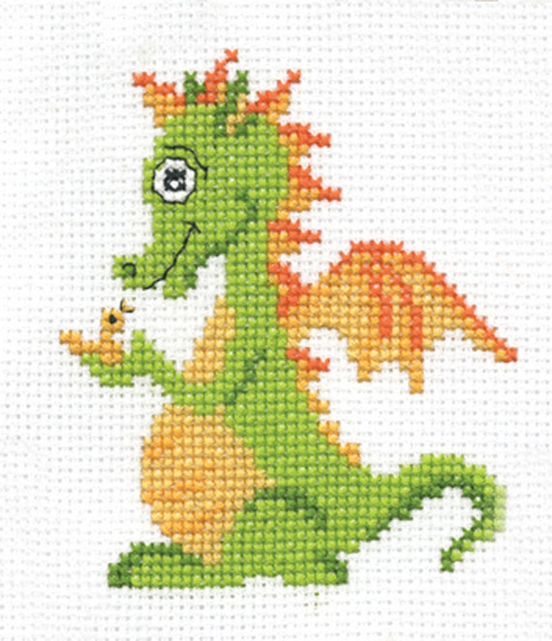 Cute Green Little Dragon Cross Stitch Counted Pattern Baby Etsy - Dragon Counted Cross Stitch Patterns