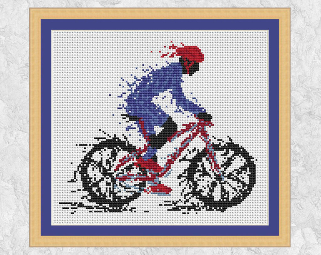 Cycling Cross Stitch Pattern Modern Cyclist Design Gift For Etsy UK  - Cross Stitch Bicycle Patterns Free