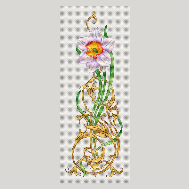 Daffodil Cross Stitch Pattern Flower Instant Download Pdf Etsy - Cross Stitch Daffodil Pattern Free