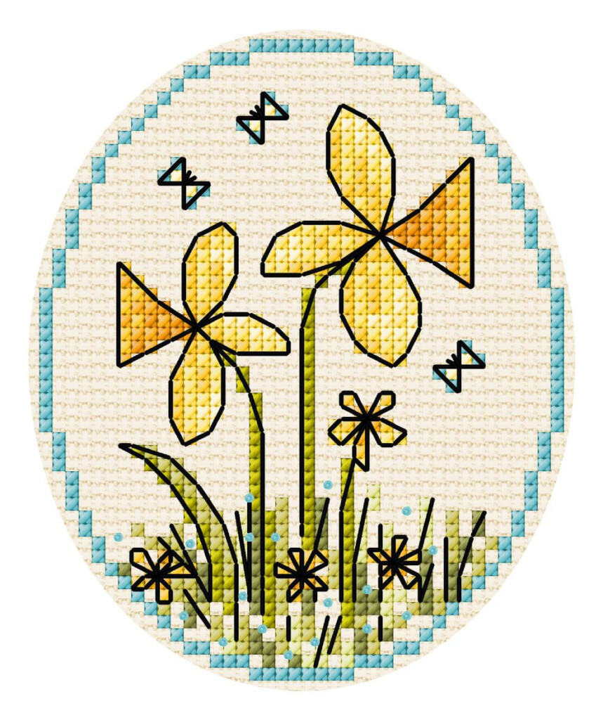 Daffodils Designed By Durene Jones From The Durene Jones Cross Stitch  - Durene Jones Cross Stitch Free Patterns