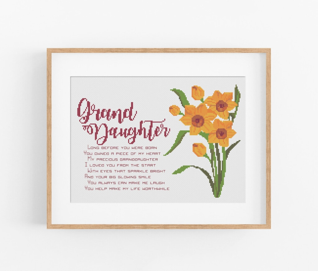 Daffodils For Granddaughter Cross Stitch Pattern Gift For  - Cross Stitch Patterns For Granddaughter
