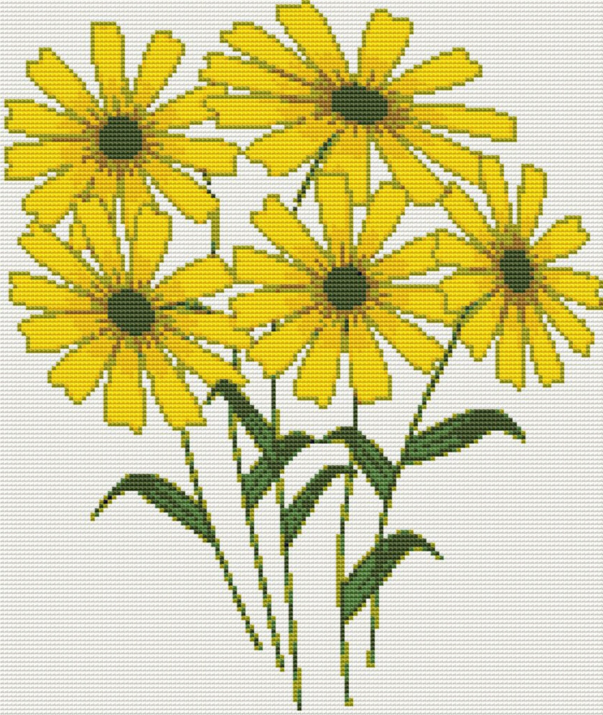 Daisies Cross Stitch Pattern Easy PDF Down Load Instant Down Etsy - Daisy Cross Stitch Pattern Free