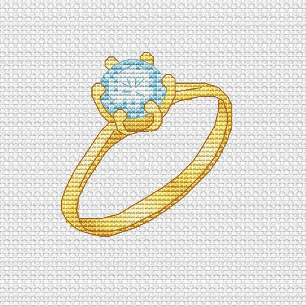 Diamond Ring Cross Stitch Pattern Gold Engagement Ring Pattern Etsy - Diamond Ring Cross Stitch Pattern