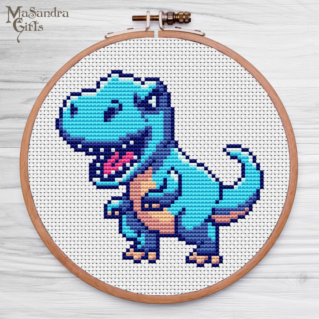 Dino Cross Stitch Pattern T rex Cross Stitch Pattern Etsy - T Rex Cross Stitch Pattern