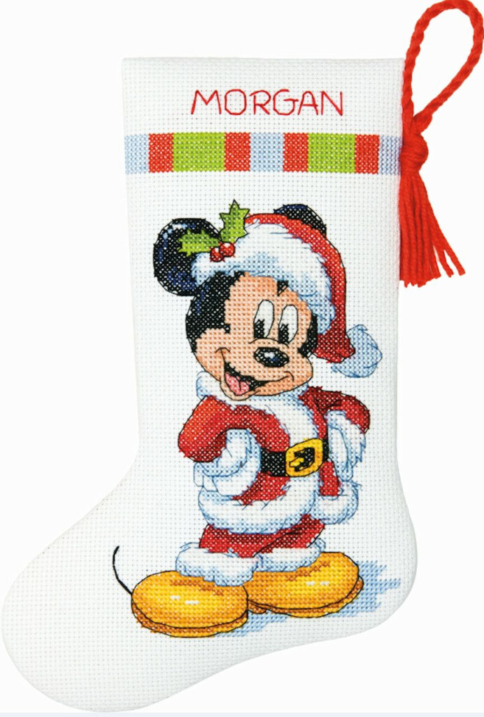 Disney Mickey Petite Size Stocking Cross Stitch Christmas Stockings  - Disney Cross Stitch Christmas Stocking Patterns