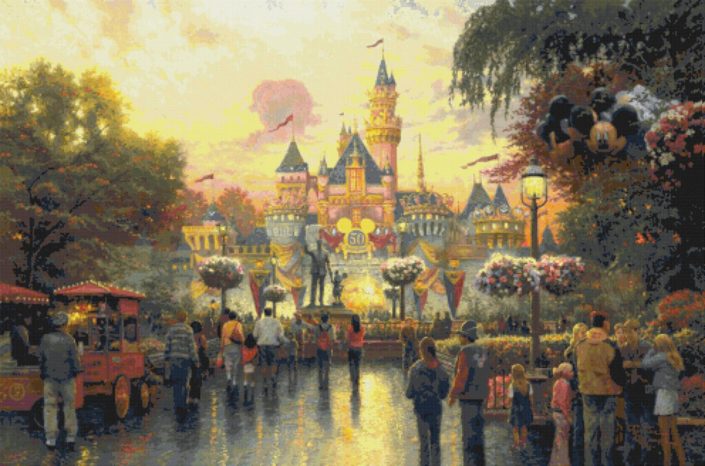 Disneyland Inspirated To Kinkade 35 43 X 23 43 Cross Stitch  - Thomas Kinkade Cross Stitch Patterns Download