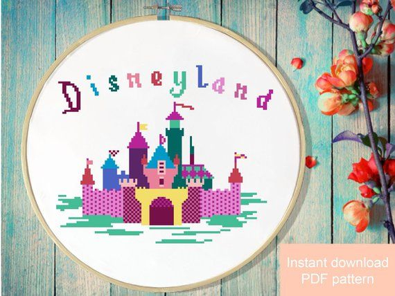 Disneyland Modern Cross Stitch Pattern Castle Disney Counted Cross  - Disneyland Castle Cross Stitch Pattern
