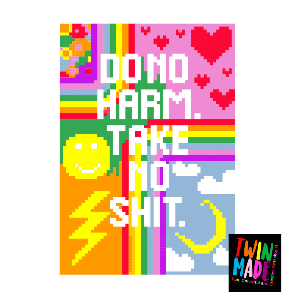 Do No Harm Take No Sh t Colourful And Sweary Cross Stitch Pattern  - Free Sweary Cross Stitch Patterns
