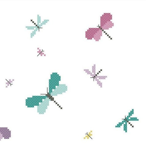 DRAGONFLY DANCE Counted Cross Stitch Pattern Chart - Dragonfly Counted Cross Stitch Patterns