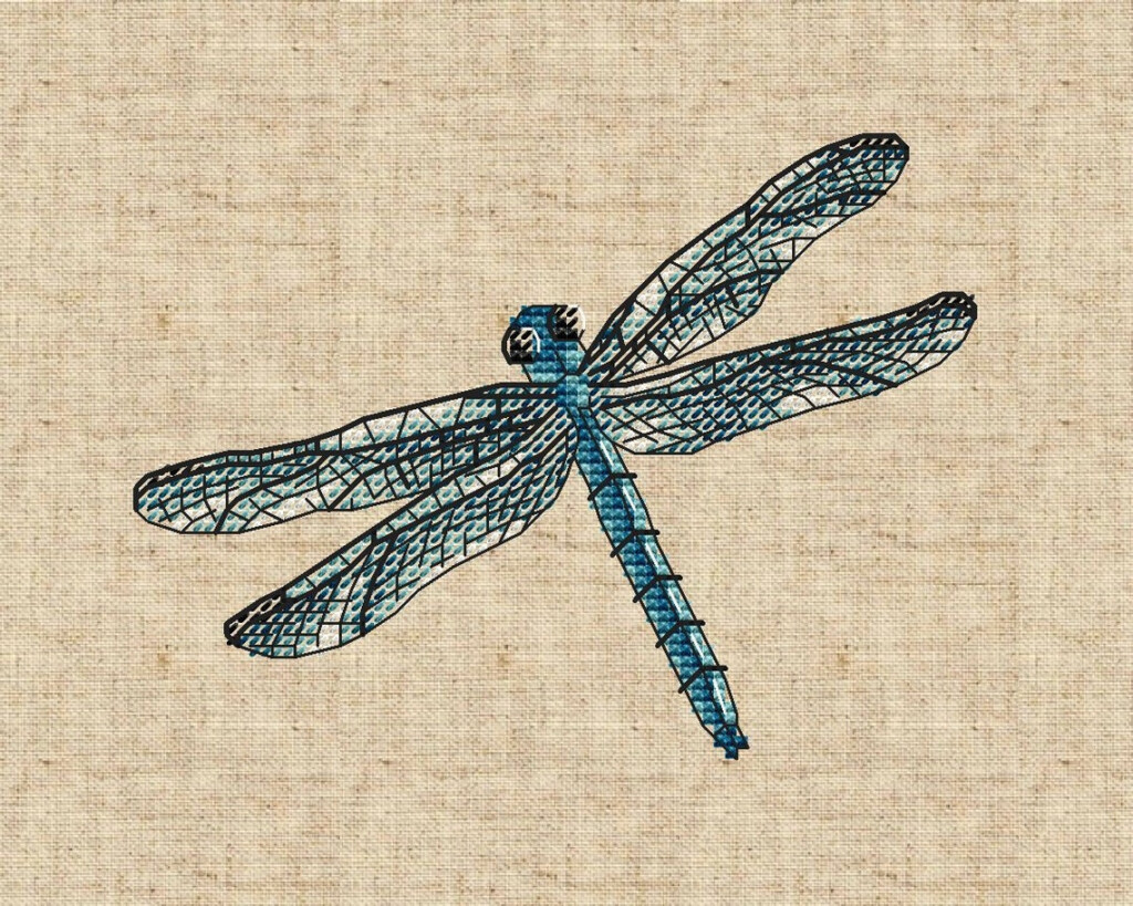DRAGONFLY Easy Cross Stitch Pattern Instant Download PDF Etsy - Simple Dragonfly Cross Stitch Pattern