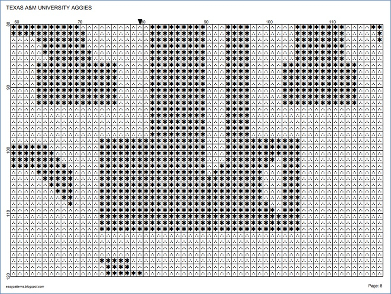 EASY PATTERNS Texas A M University Aggies Cross stitch Pattern - Texas A&m Cross Stitch Patterns