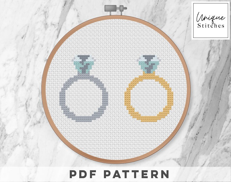 Engaged Cross Stitch Engagement Ring Cross Stitch Pattern Newly  - Diamond Ring Cross Stitch Pattern