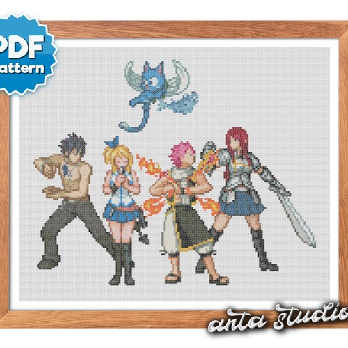 Fairy Tail Cross Stitch Pattern Modern Anime Cross Stitch Etsy - Fairy Tail Cross Stitch Pattern