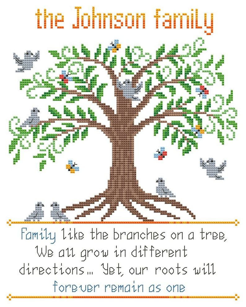 Family Tree Cross Stitch Pattern Pdf By AnnaXStitch Modern Etsy - Family Tree Cross Stitch Pattern Free