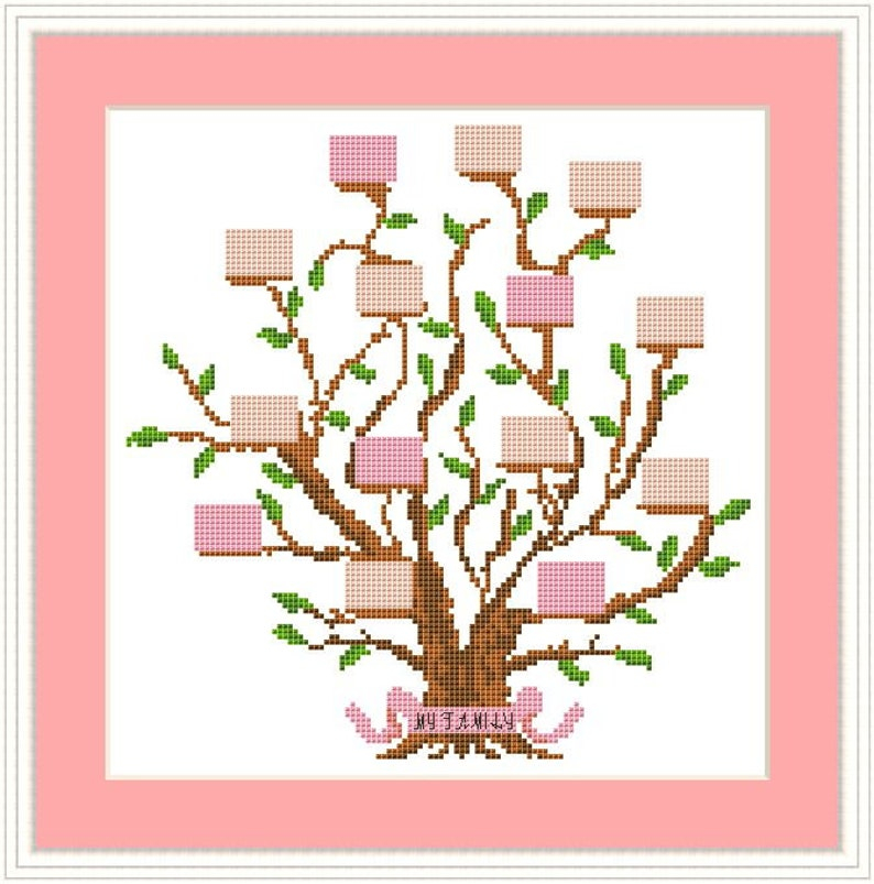 Family Tree Cross Stitch Pattern PDF Modern Printable Etsy - Family Tree Cross Stitch Pattern Free