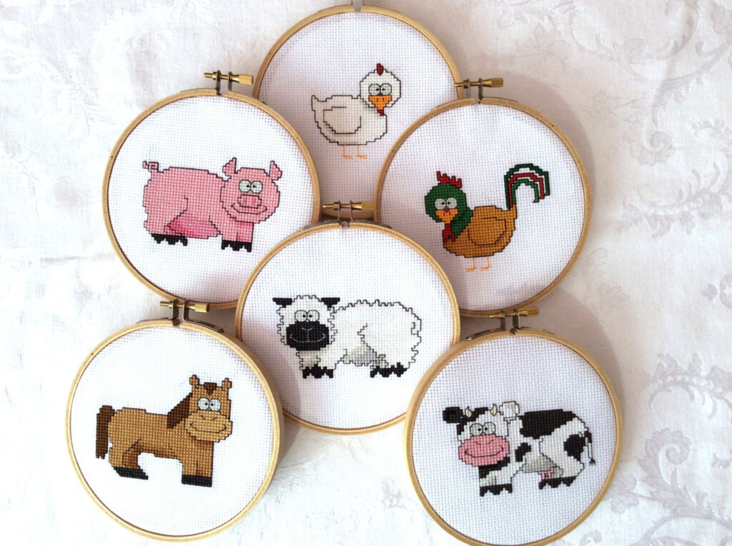 Farm Animal Cross Stitch Bundle PDF Pattern Embroidery - Farm Animal Cross Stitch Patterns