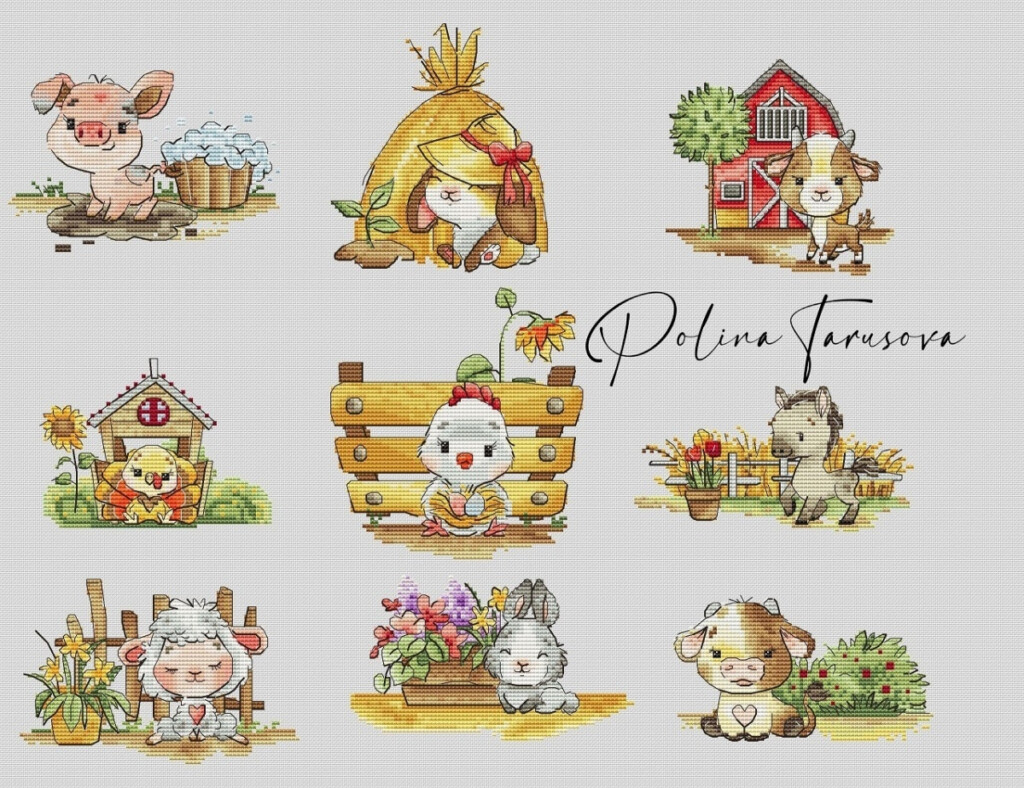 Farm Animals Cross Stitch Pattern Code PT 057 Tarusova Polina Buy  - Cross Stitch Patterns Buy Online