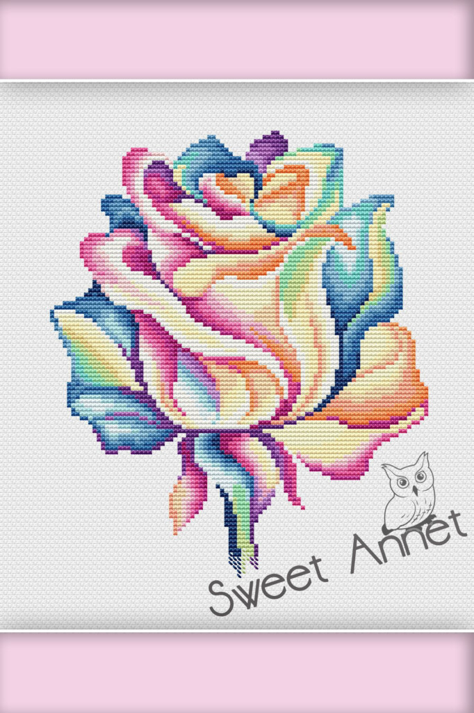 Fiber Arts Cross Stitch Instant Digital Download PDF Pattern Easy Rose  - Digital Download Cross Stitch Patterns