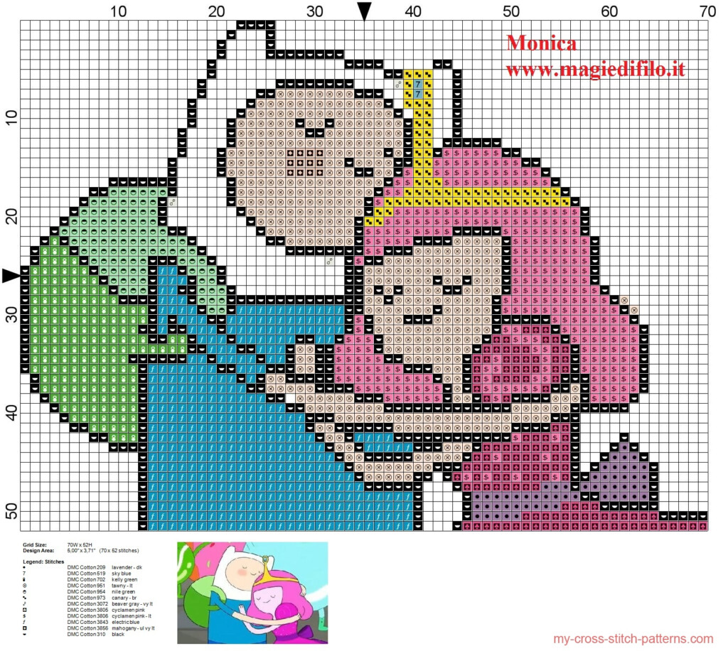 Finn With Princess Bubblegum Adventure Time Cross Stitch Pattern Free  - Adventure Time Cross Stitch Pattern Free
