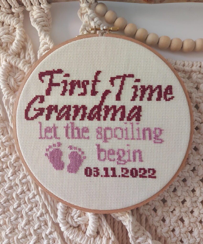 First Time Grandma Cross Stitch Pattern gift For Grandmother PDF  - Cross Stitch Patterns For Grandma