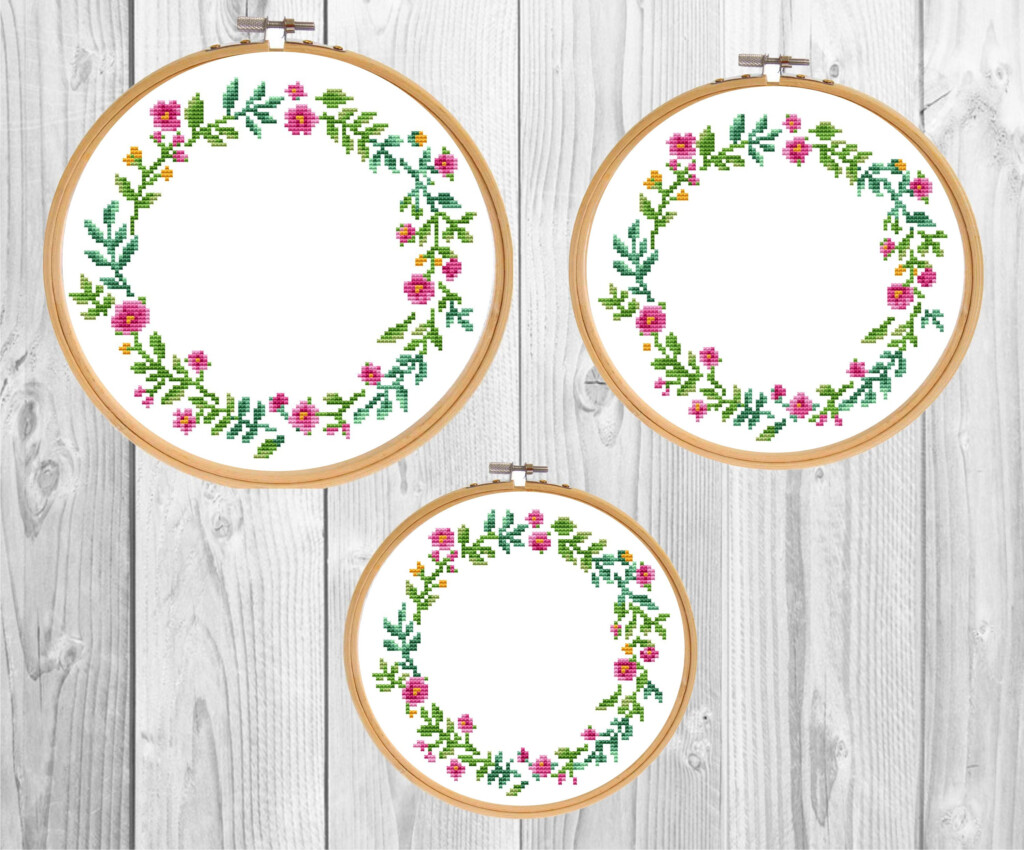 Floral Border Cross Stitch Pattern PDF Round Flower Etsy - Floral Border Cross Stitch Pattern Free