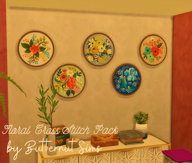 FLORAL CROSS STITCH PACK Faded springs Sims Sims 4 Floral Cross  - Sims 4 Cross Stitch Patterns